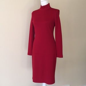 St. John Red Wool Blend Sheath Dress